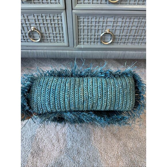 NWOT RARE Sensi Studio frayed maxi tote wooded handle, $435 blue - Picture 7 of 9